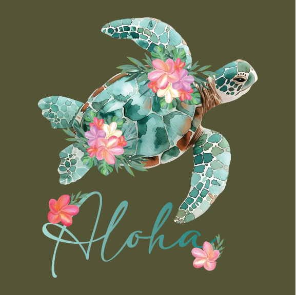 Floral Honu - 20 oz Handle Cup