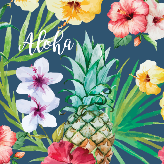 Pineapple Flowers - 16 oz Pint Cup