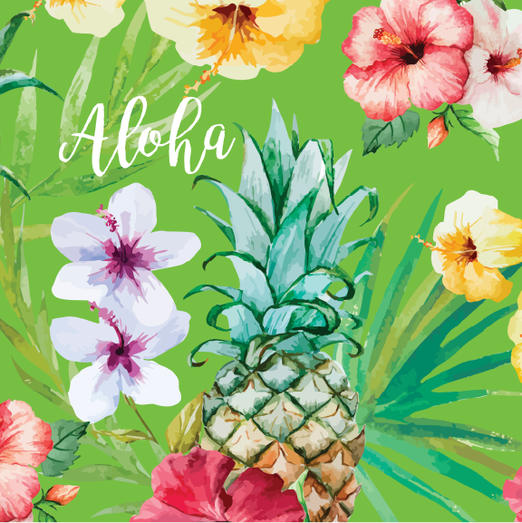 Pineapple Flowers - 16 oz Flask