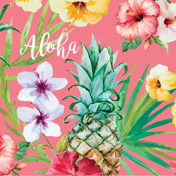 Pineapple Flowers - 16 oz Flask