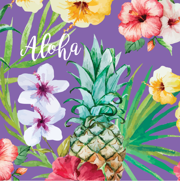 Pineapple Flowers - 16 oz Flask