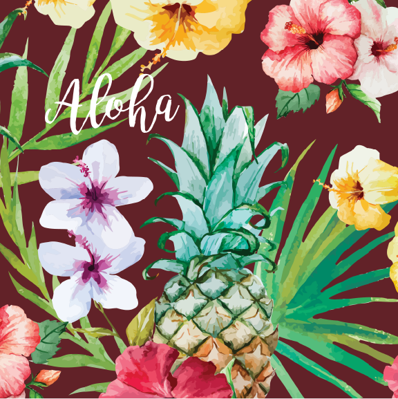 Pineapple Flowers - 24 oz Flask