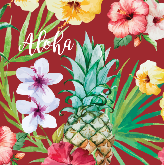 Pineapple Flowers - 16 oz Flask