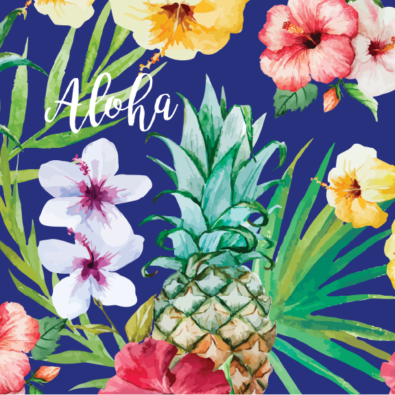 Pineapple Flowers - 16 oz Flask