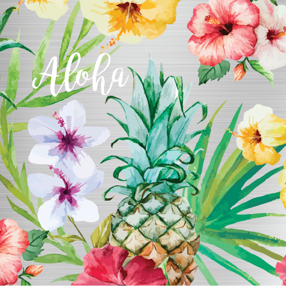 Pineapple Flowers - 16 oz Pint Cup