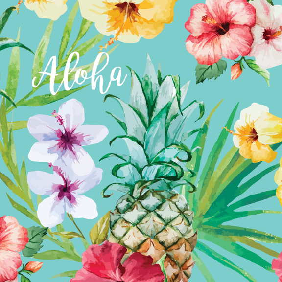 Pineapple Flowers - 16 oz Pint Cup