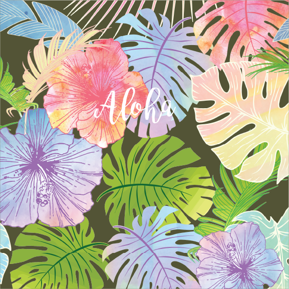 Watercolor Aloha - 24 oz Flask