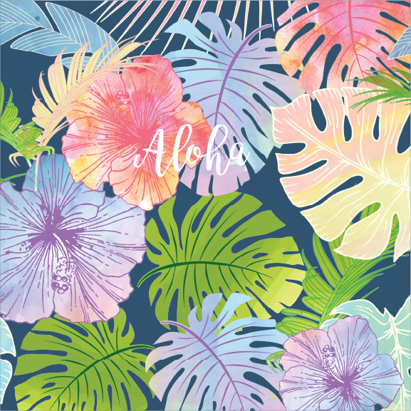 Watercolor Aloha - 24 oz Flask