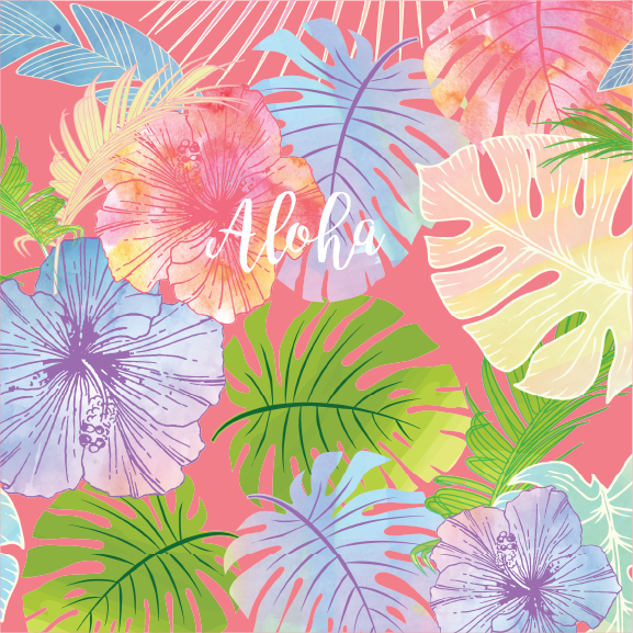 Watercolor Aloha - 24 oz Flask