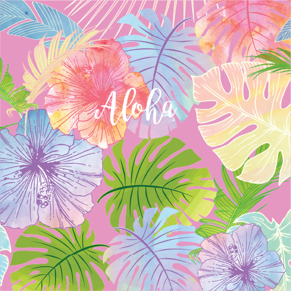Watercolor Aloha - 24 oz Flask