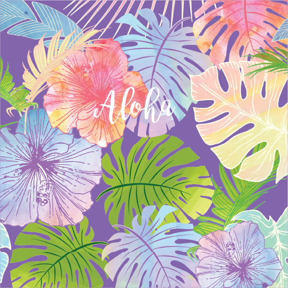 Watercolor Aloha - 24 oz Flask