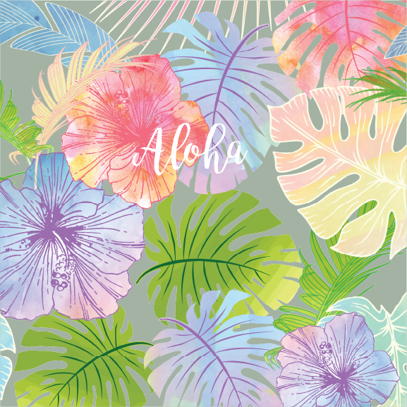 Watercolor Aloha - 24 oz Flask