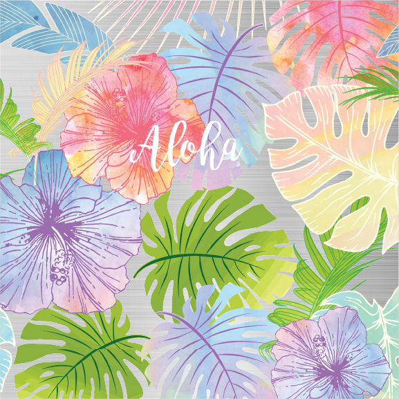Watercolor Aloha - 24 oz Flask