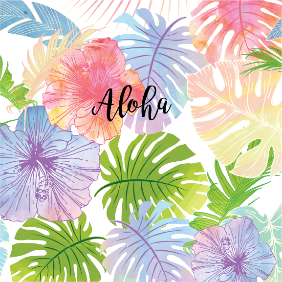 Watercolor Aloha - 16 oz Flask