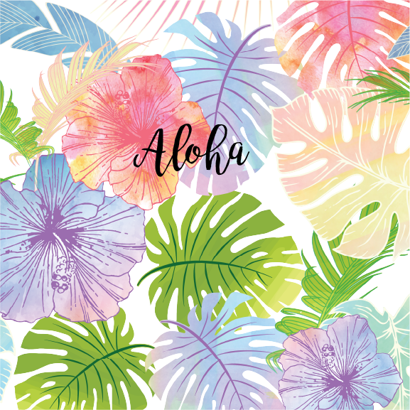 Watercolor Aloha - 24 oz Flask