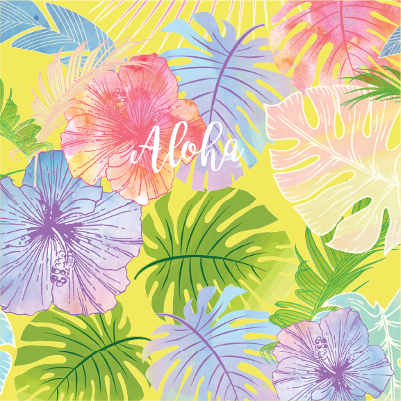 Watercolor Aloha - 16 oz Flask