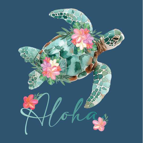 Floral Honu - 20 oz Handle Cup