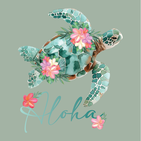 Floral Honu - 20 oz Handle Cup