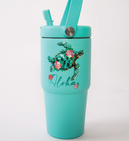 Floral Honu - 20 oz Handle Cup